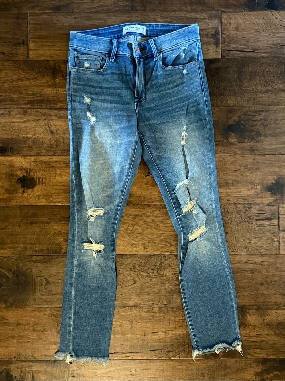Abercrombie & Fitch Distressed medium wash Skinny Jeans with raw hem